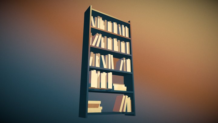 Low Poly Bookshelf 3D Model