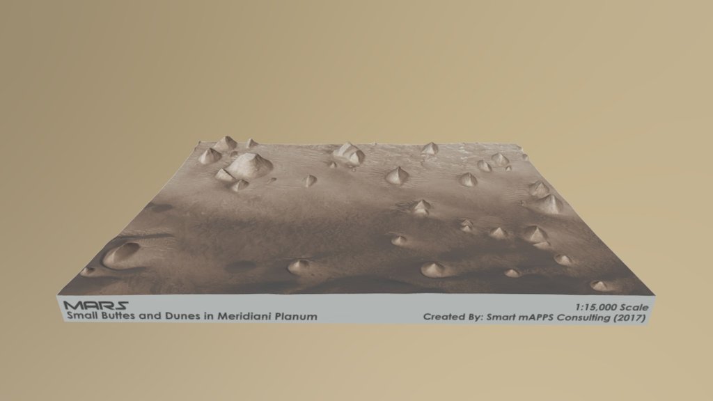 Mars Map: Small Buttes & Dunes in Sepia