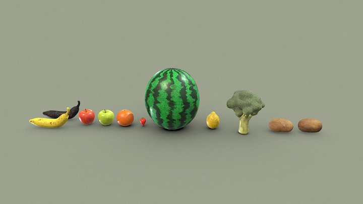 Selection of fruit and veg 3D Model