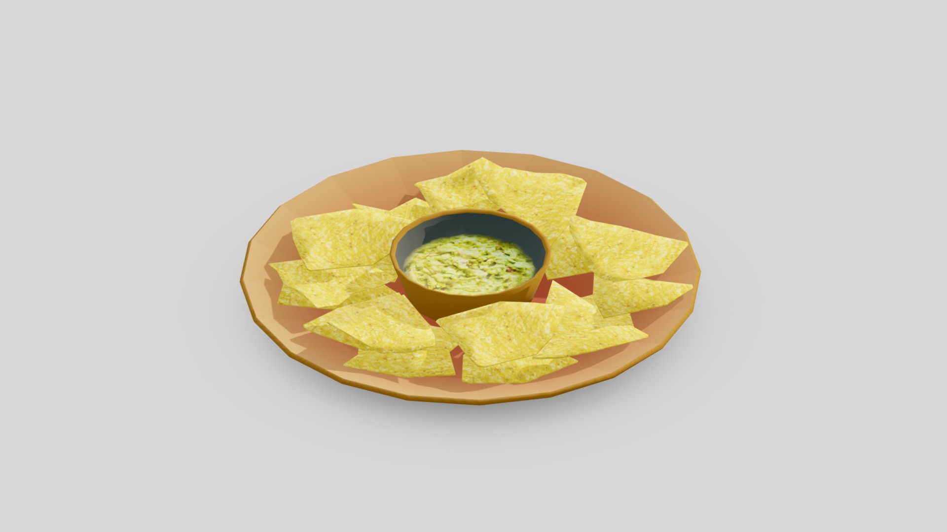 3D model Tortilla Chips Low-poly G33 - This is a 3D model of the Tortilla Chips Low-poly G33. The 3D model is about a yellow and brown pastry.