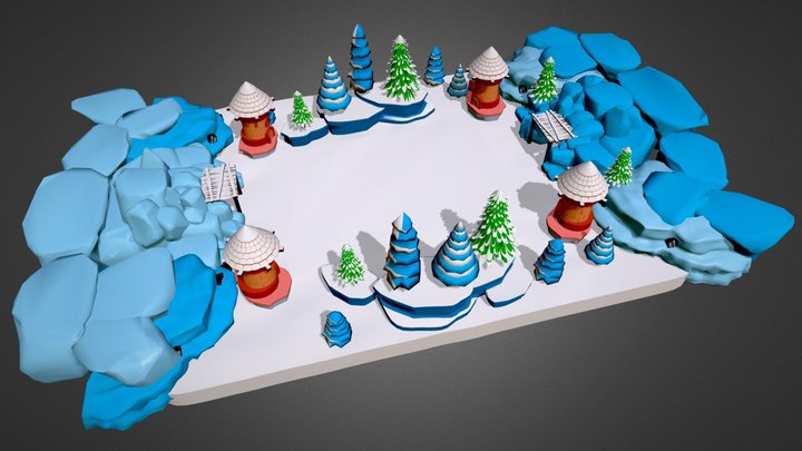 Low Poly Snow Environment 3D Model