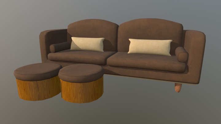 Brown Comfy Couch – Free 3D Model STL