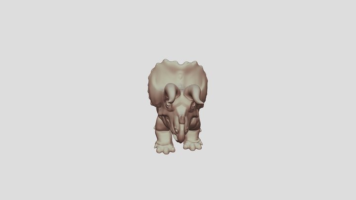 Trisha the Triceratops_cartoon 3Dprintable Mini 3D Model