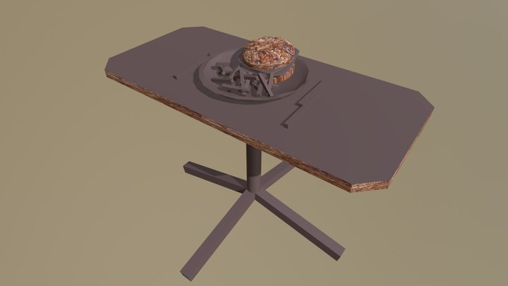 Diner Table (Burger & Fries) 3D Model