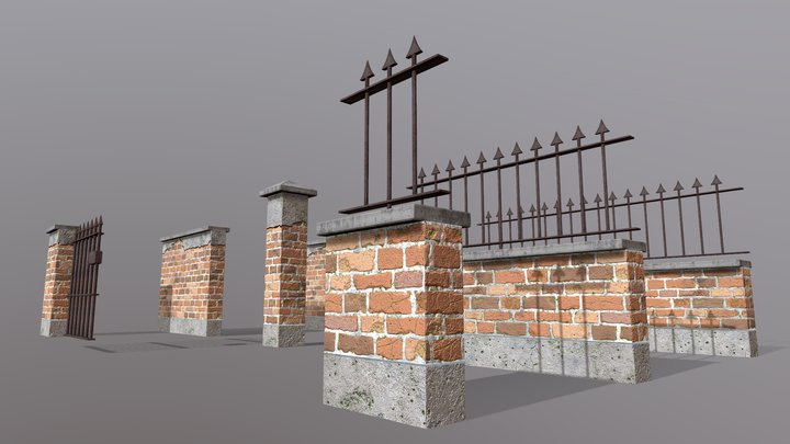 Brick Wall Pack PBR - Modular - Version 7 3D Model