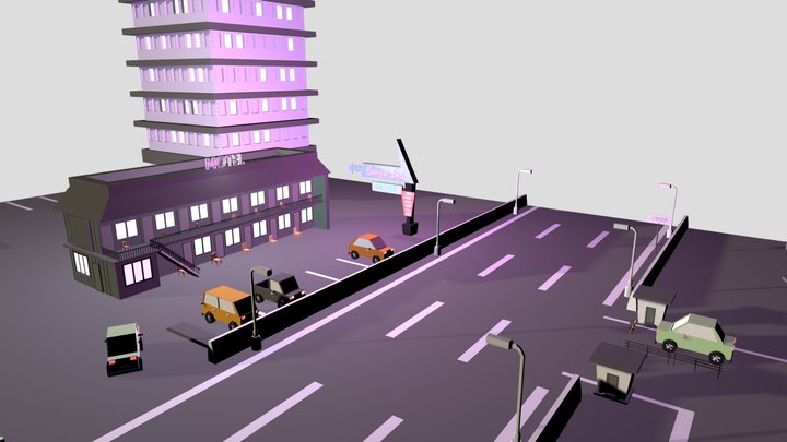 Hotel low-poly 3D Model