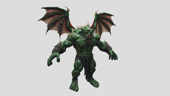 Winged Ogre Giant Green Monster Wings Fantasy