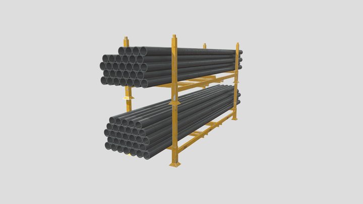 Pipes Storage Rack - Low Poly 3D Model
