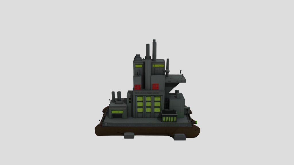 Stylized 3D Printable Industrial Chemical Plant