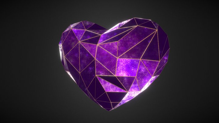 Purple Crystal Heart 3D Model
