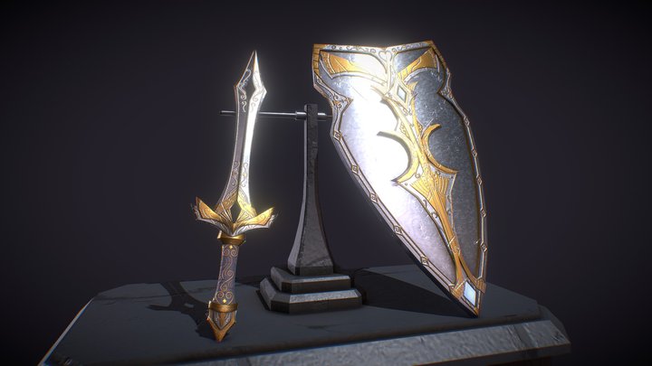 High Elf Sword and Shield 3D Model