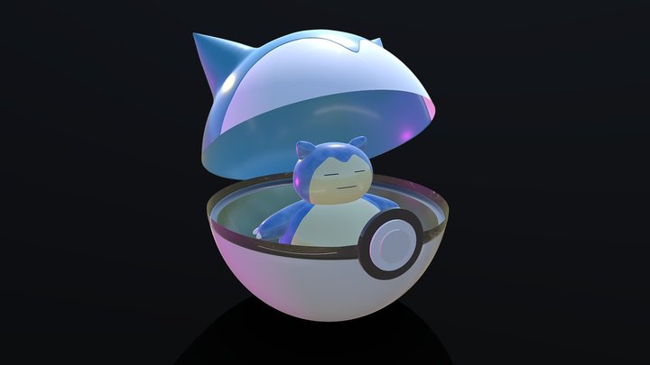 Pokeball Snorlax Model with Snorlax Inside 3D Model