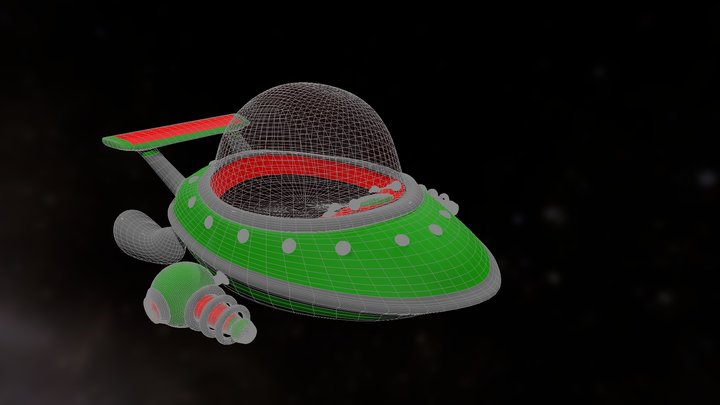 Green Space Ship 3D Model