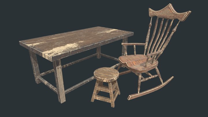 Chair-Stool-Table 3D Model