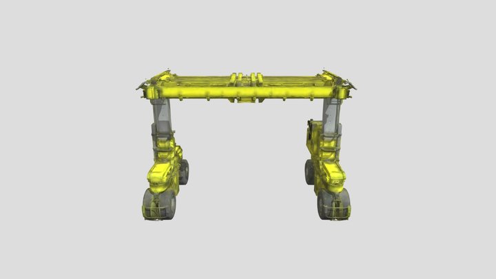 Yellow Gantry Crane Illustration 3D Model
