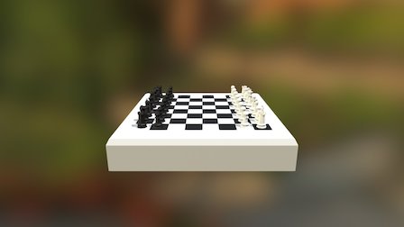 Low Poly Chess Board + Pieces 3D Model