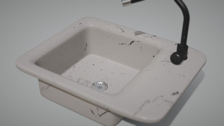 Wash Basin Old (slightly bent but free) 3D Model