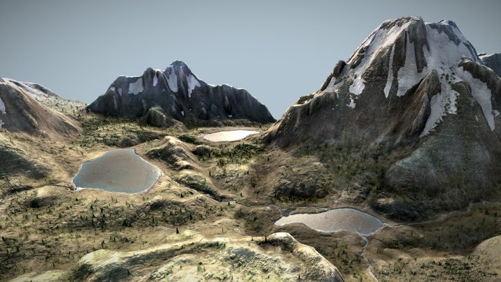 Rocky Mountain Valley Overlook Terrain 3D Model