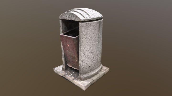 Prishtina City Trash Bin Concrete 3D Model