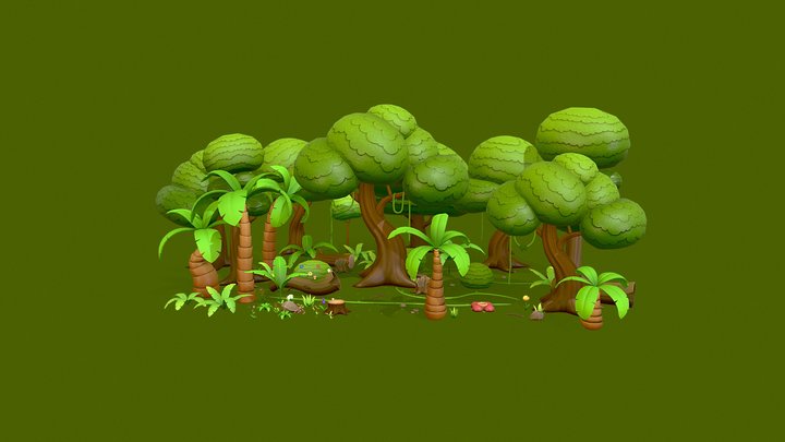 Low Poly Jungle Pack 3D Model