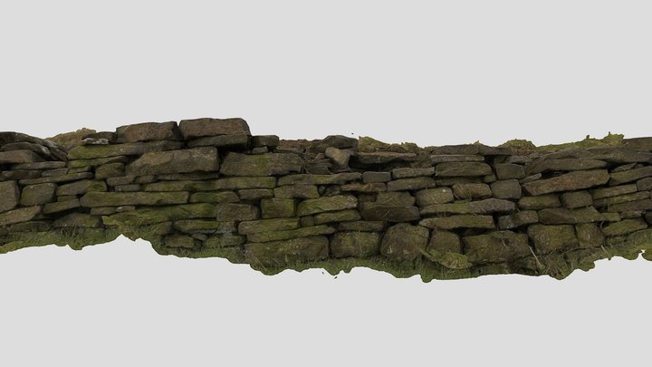 Mossy Stone Wall 01 Low 3D Model