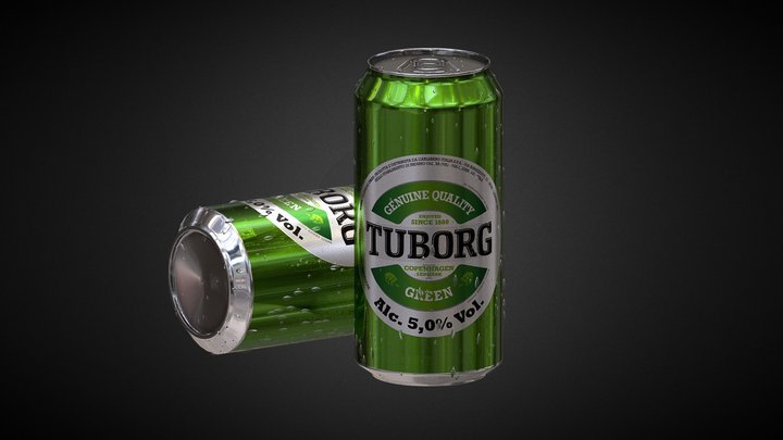 Tuborg Beer Can 3D Model 3D Model