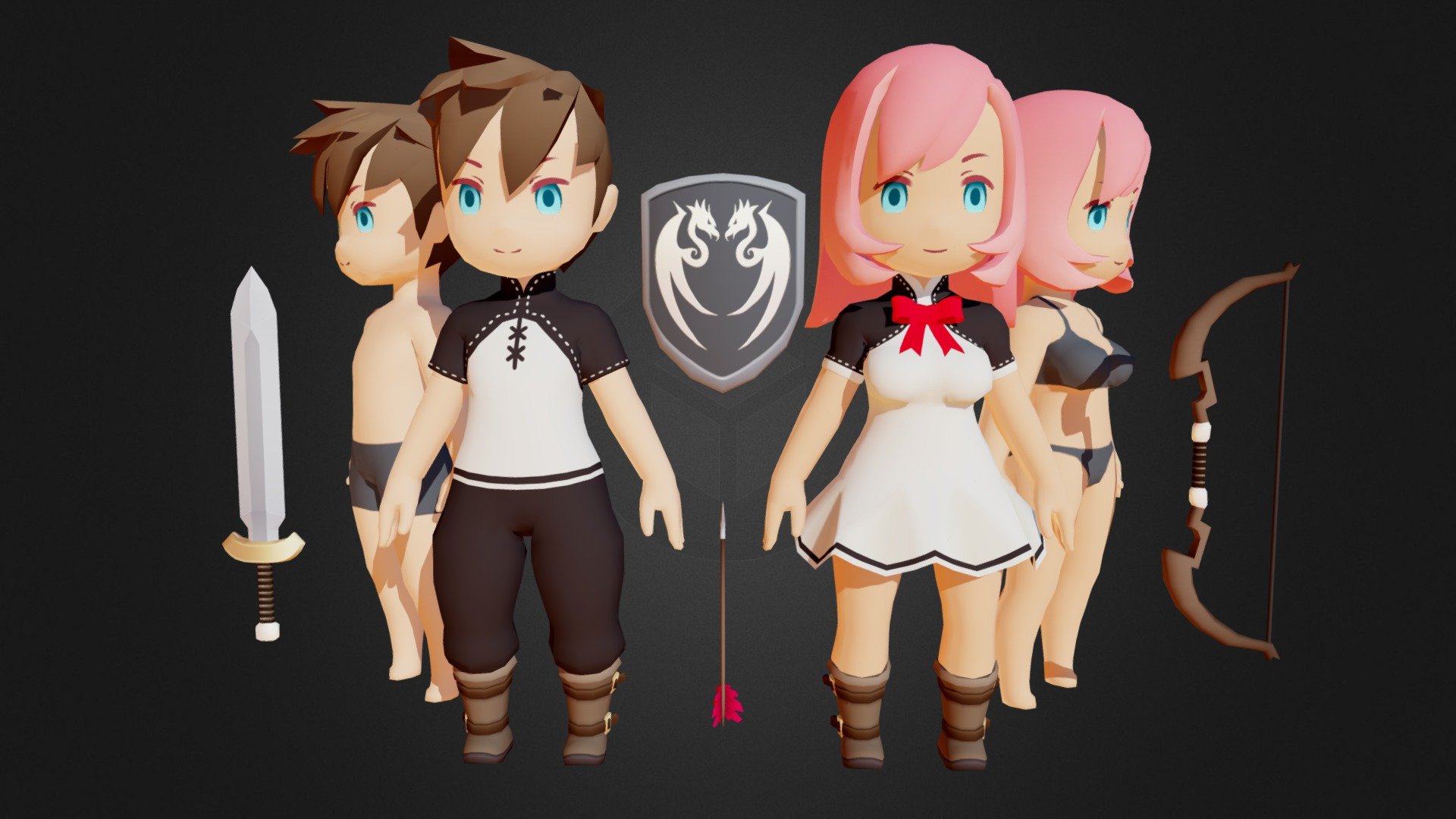 Chibi Heroes Pack + Basemesh - Buy Royalty Free 3D model by QUBITS ...