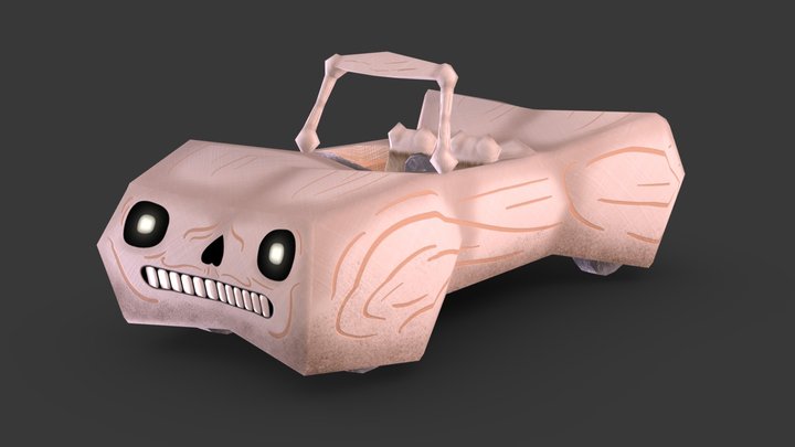 "Skullo'bone" Stone Age Convertible Car 3D Model