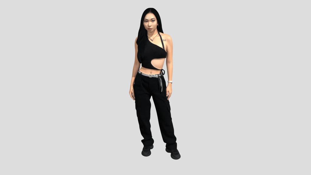 Midnight Edge Cutout Crop Top and Cargo Pants