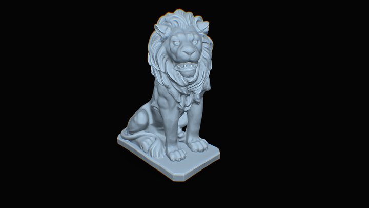 Lion sitting 3D printable decoration + Tabletop 3D Model