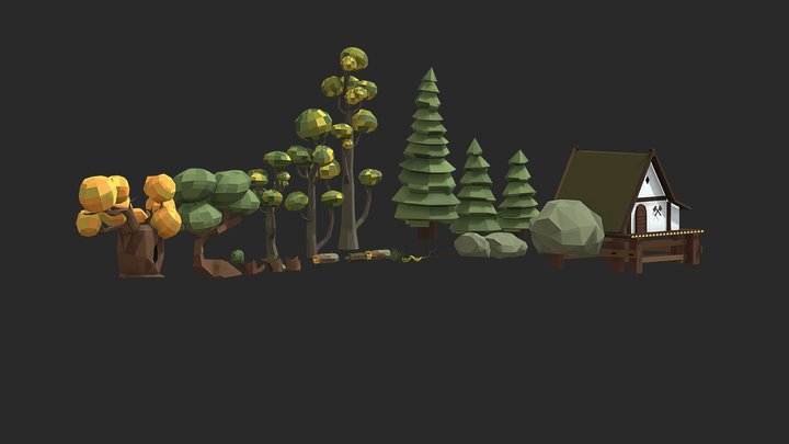 Low_Poly Forest Set 3D Model