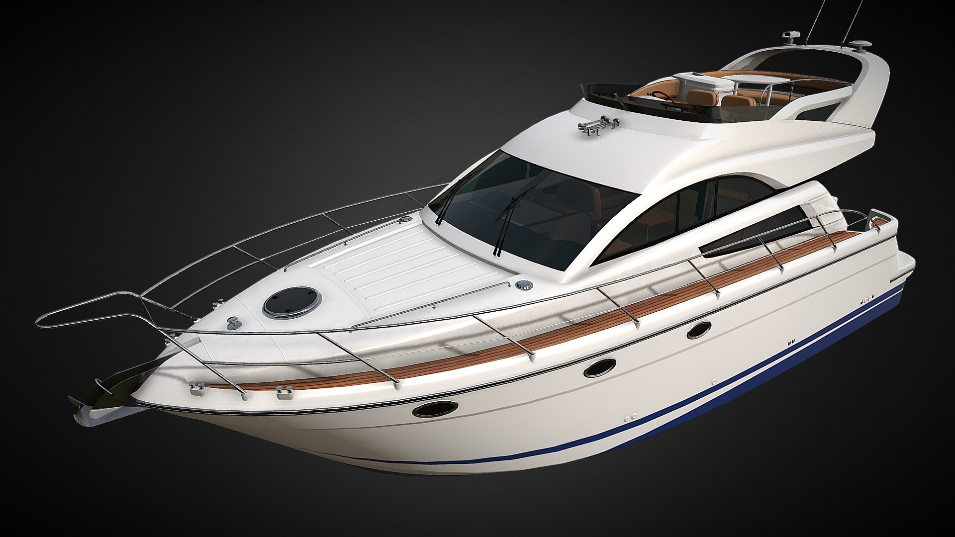 3D model Yacht PBR - This is a 3D model of the Yacht PBR. The 3D model is about a white and black boat.
