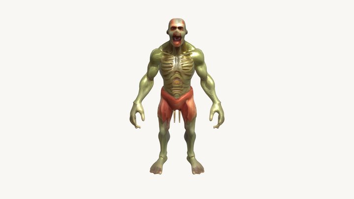 Zombie with tattered loincloth 3D Model