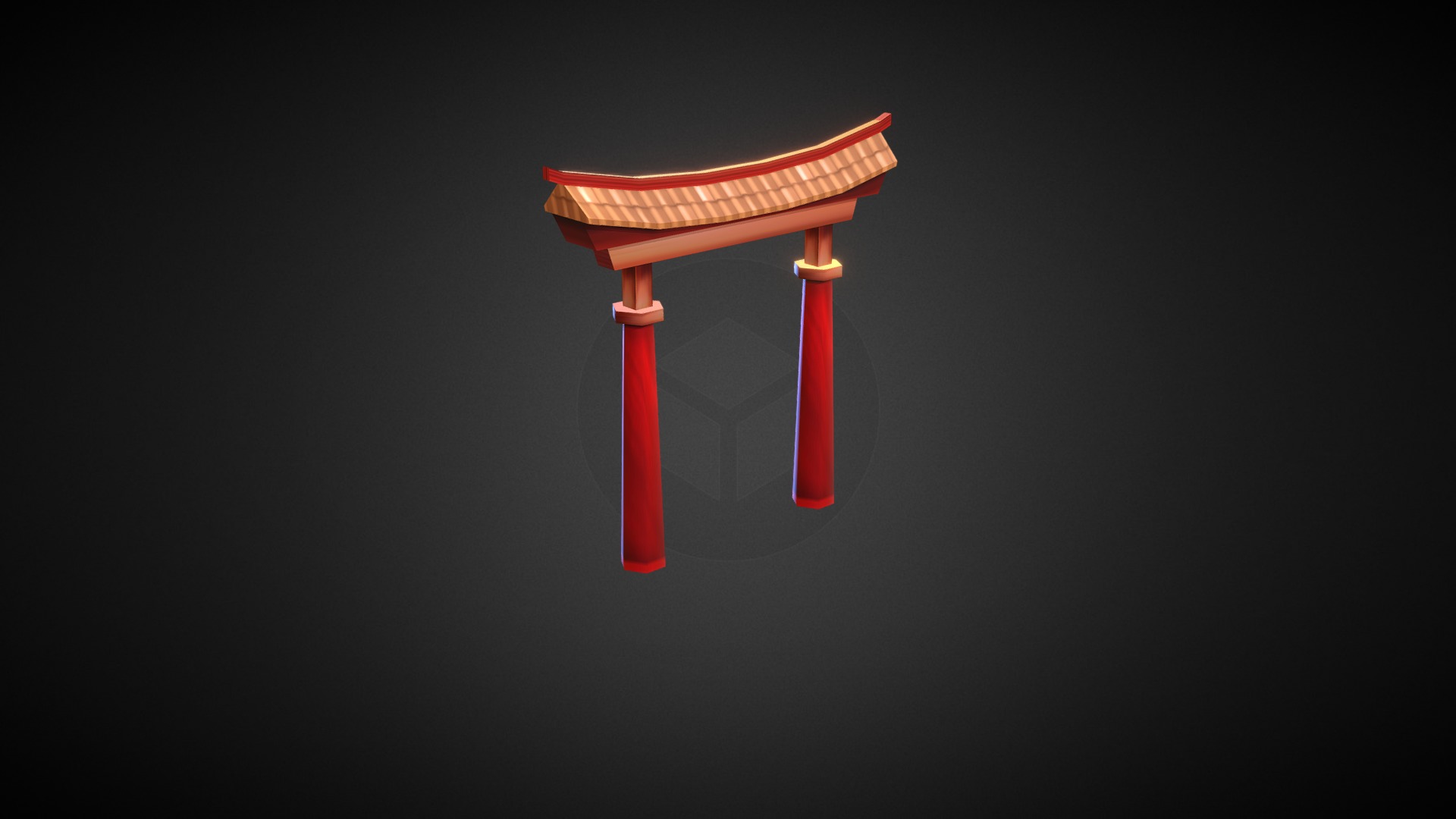 3D model Lowpoly Arch - This is a 3D model of the Lowpoly Arch. The 3D model is about a red and white logo.