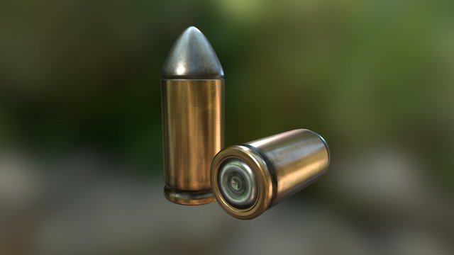 9 mm bullet with fingerprints 3D Model
