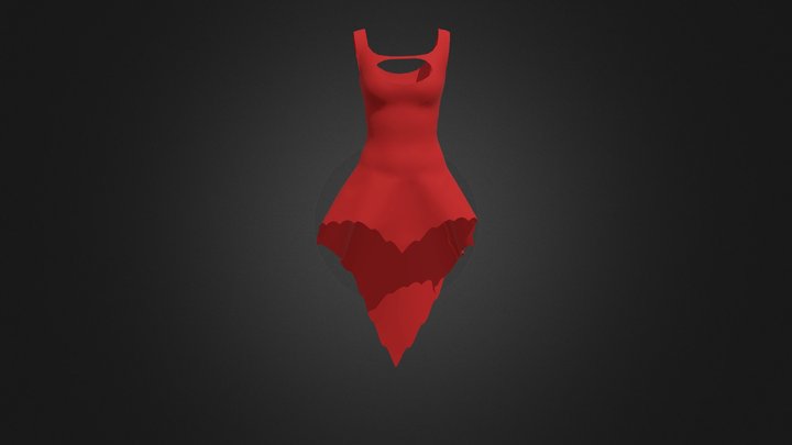 Evening Red Dress 3D Model
