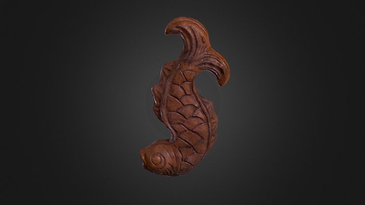 Chinese Ornamented Tile - Fish 3D Model