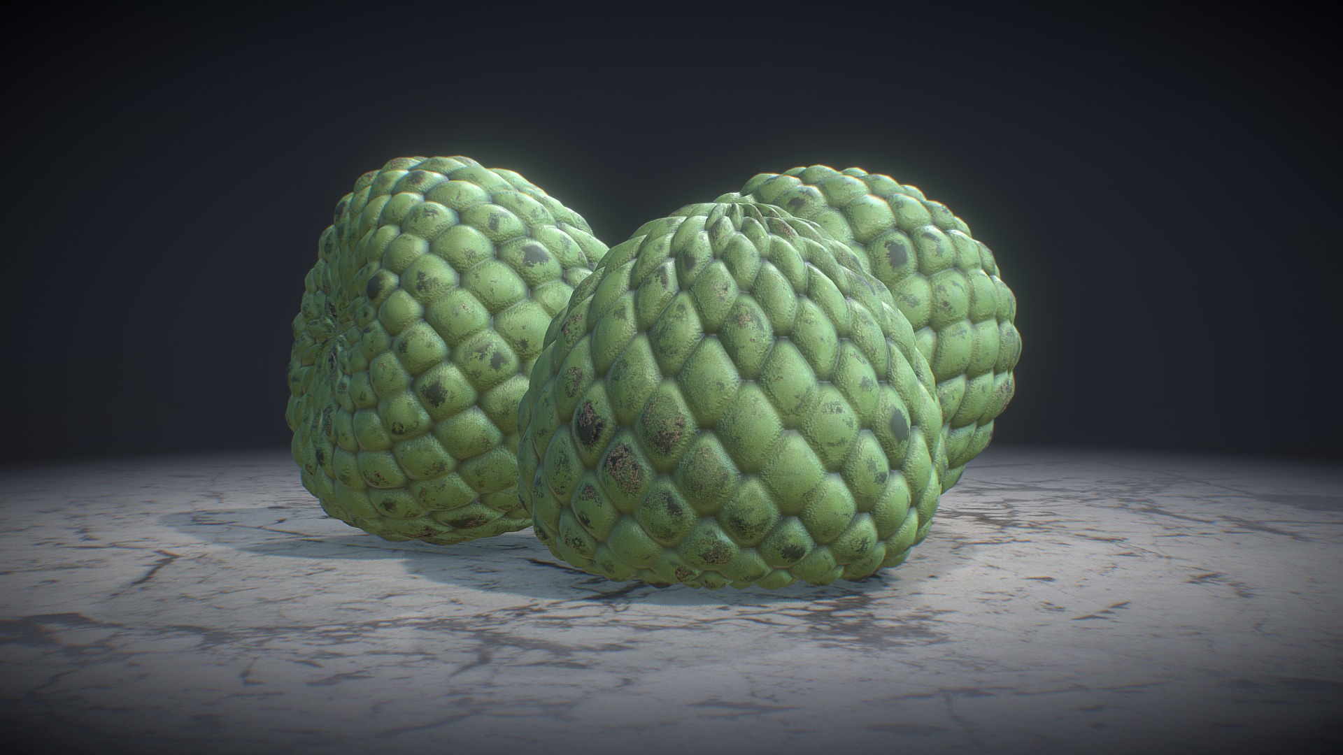 3D model Custard Apple - This is a 3D model of the Custard Apple. The 3D model is about a green snake coiled up.