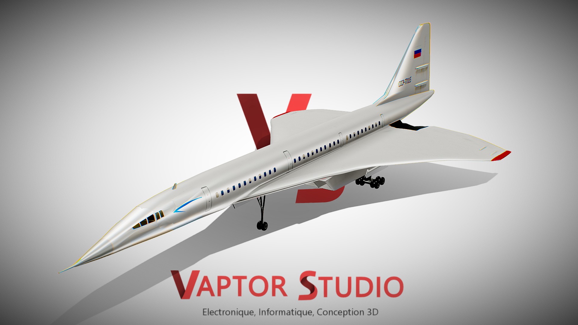 3D model Tupolev-144D BETA - This is a 3D model of the Tupolev-144D BETA. The 3D model is about a jet flying in the sky.
