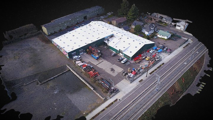 Industrial Building Model Acquired by Drone 3D Model