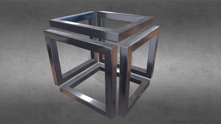 One Line Cube 3D Model