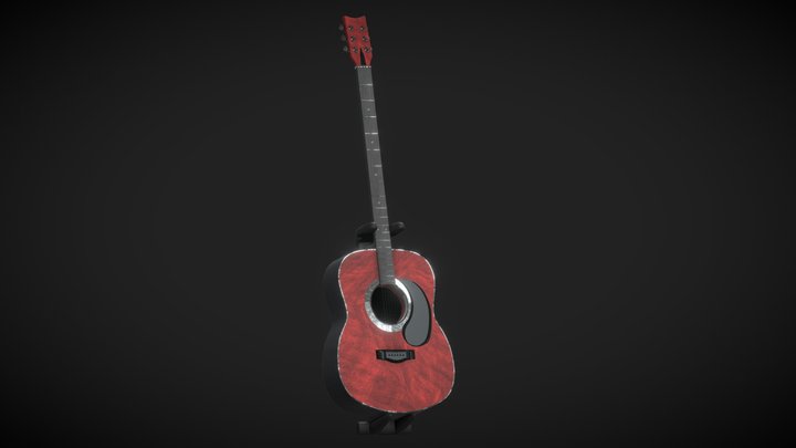 Old Acoustic Guitar 3D Model