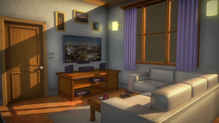 Modern Wooden Room 3D Model