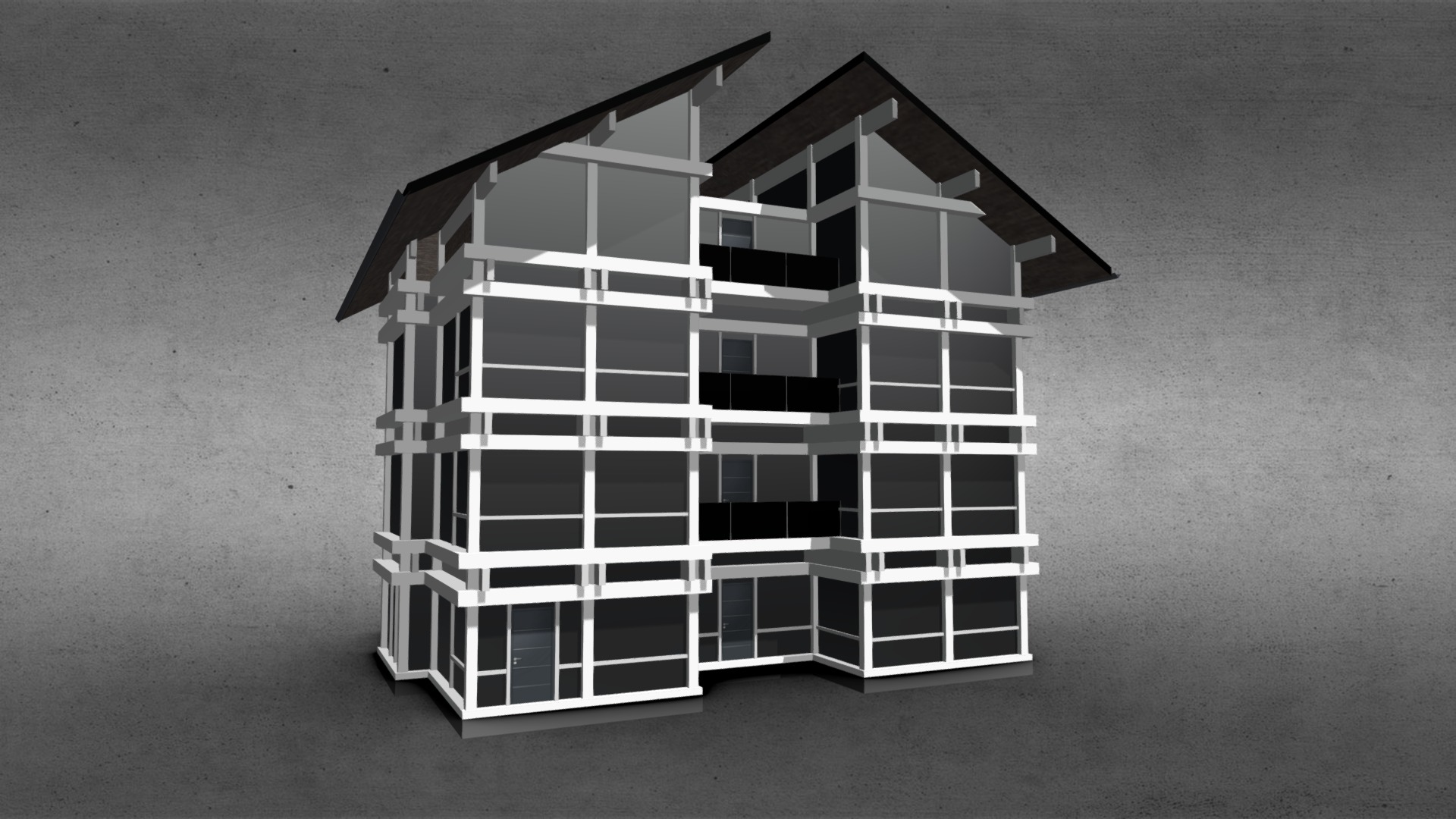 3D model HH100 Residential High Density - This is a 3D model of the HH100 Residential High Density. The 3D model is about a black and white photo of a house.