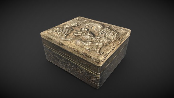 Metal Dragon Chinese Trinket Box Low Poly 3D Model