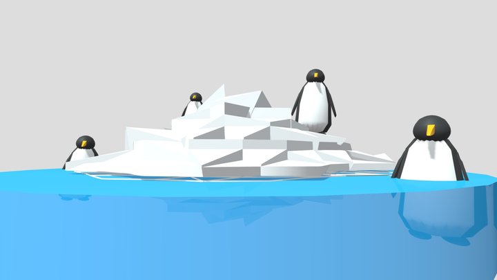 Pinguins numa boa 3D Model