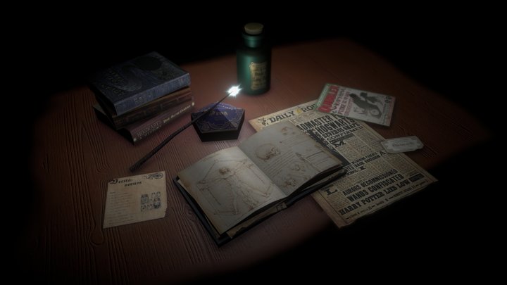 Harry Potter Desk Diorama 3D Model