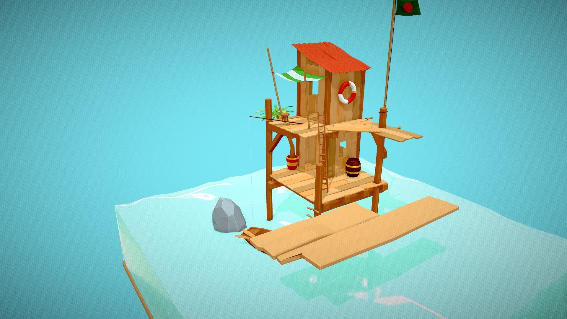 Fishing House - 3D model by Sagor Sur (@sagorsur) [0eb695b] - Sketchfab