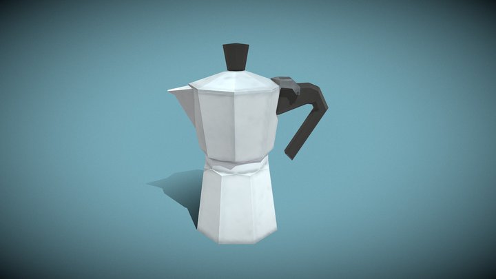 Low-Poly Percolator Coffee Kettle (Moka) 3D Model