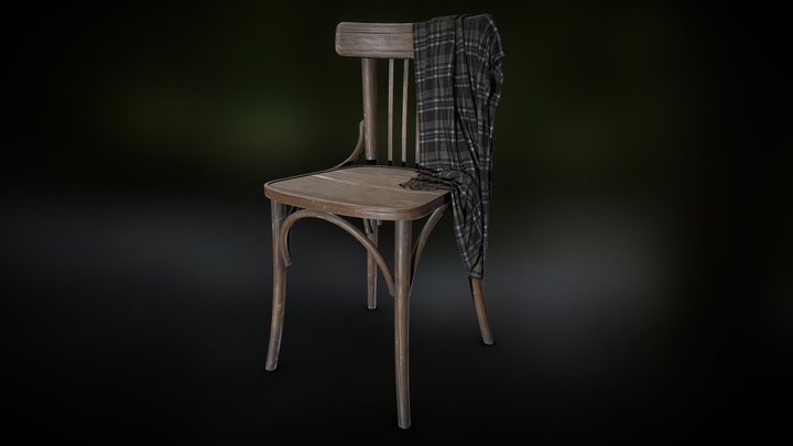 Old Irish chair  with fabric 8K [Downloadable] 3D Model